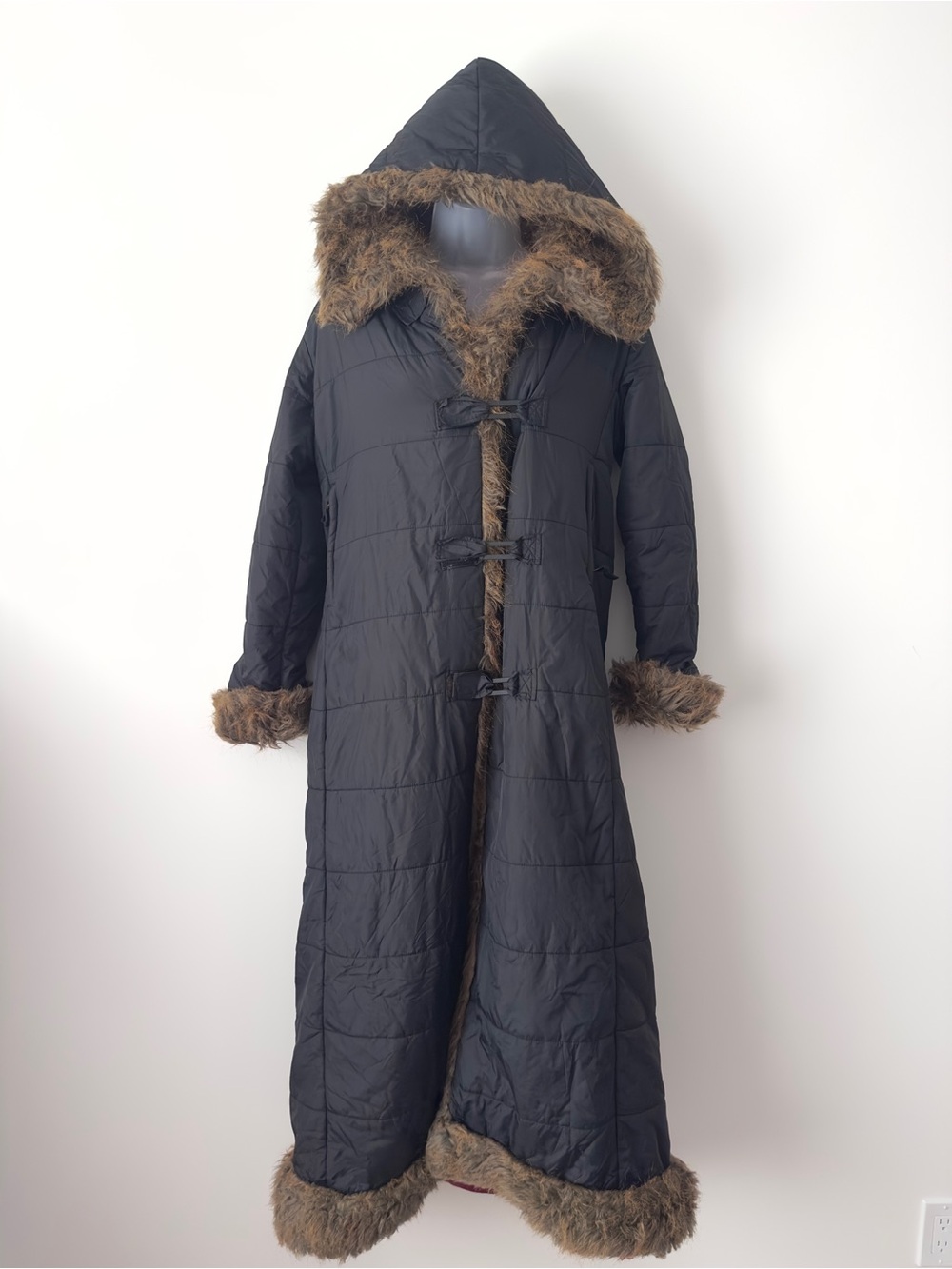 y2k faux fur trim hooded coat